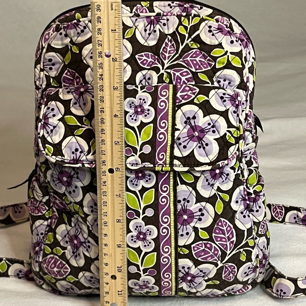 Vera Bradley Discontinued Plum Petal Floral Purple /Green /Black Backpack EUC - Picture 5 of 16